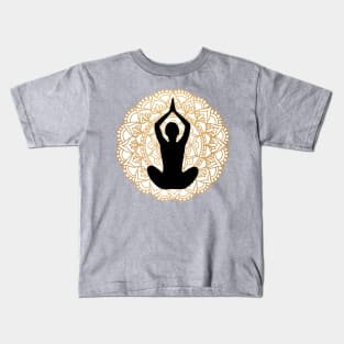 Lotus Pose Yoga Mandala Kids T-Shirt